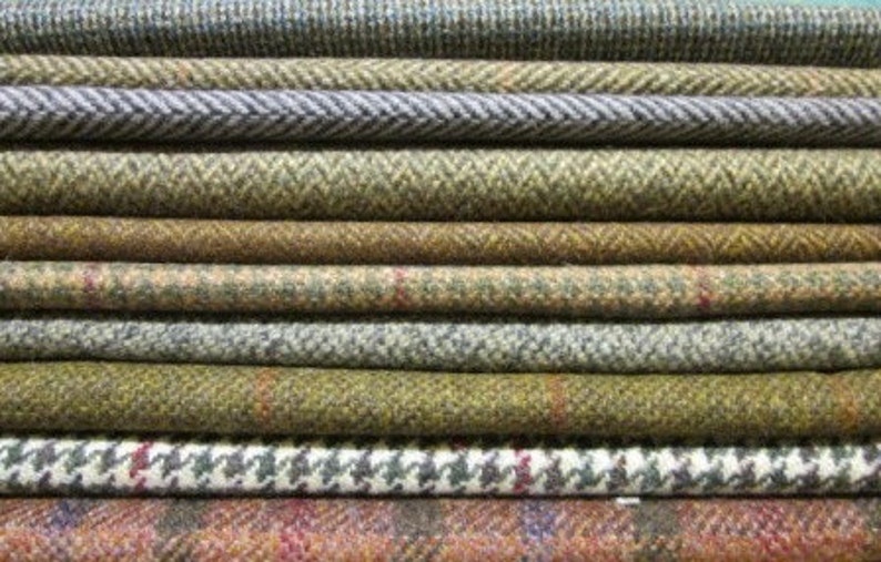 Tweed Fabric Patchwork Patches 20 Squares 23 cm x 23 cm 100/% Pure Wool