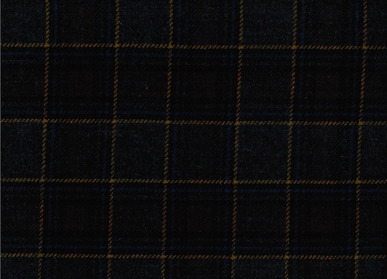 Abraham Moon Fabric 100/% Pure Wool by the metre Navy Blue with Mustard Windowpane Ref 181418