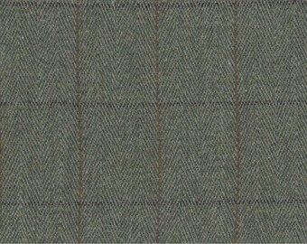 100% Wool Tweed Fabric sold by the half-metre woven in Yorkshire UK (Grey Herringbone with Brown Windowpane) FC17