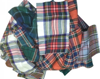 Tartan Fabric Remnant Random Pieces Sizes and Tartans - 1KG Bag