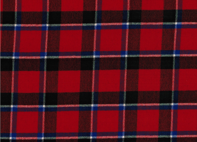 Tartan Fabric Red//Blue Sold by the Meter