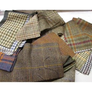 Tweed Fabric Remnant Random Pieces Sizes and Tweeds - 1KG Bag