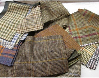 Tweed Fabric Remnant Random Pieces Sizes and Tweeds - 1KG Bag