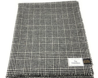 Pure Wool Tweed Throw Black & White Prince of Wales Check Ref FC10