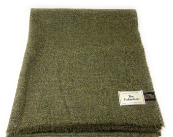 Pure Wool Tweed Throw Lovat Green Plain Ref 2312/63