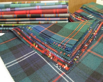 Tartan Fabric Patchwork Patches 10 Squares 23 cm x 23 cm 100% Pure Wool