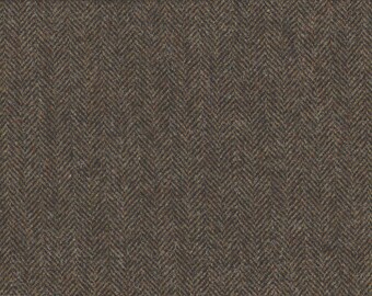 100% Wool Tweed Fabric sold by the half-metre woven in Yorkshire UK (Chestnut Brown Herringbone) FC9