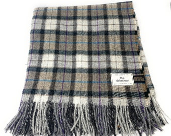 100% Wool Blanket/Throw/Rug Smaller Size (Knee Rug) Grey/Bue/Purple Plaid