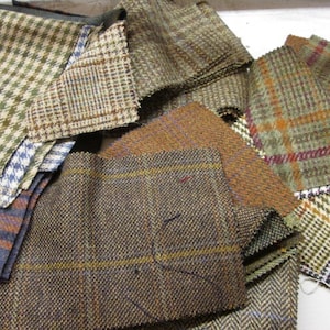 Tweed Fabric Patchwork Patches 20 Squares 23 cm x 23 cm 100% Pure Wool image 4