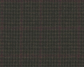 100% Wool Tweed fabric sold by the half-metre woven in Yorkshire UK (Brown/Grey Houndstooth with Red Overcheck) FC1