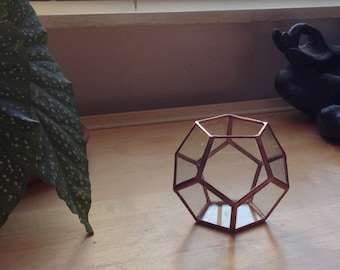 Mini Geometric Terrarium / stained glass planter / candle holder / display box / dodecahedron