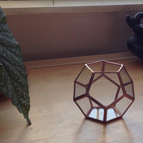 Mini Geometric Terrarium / Stained Glass Planter / Candle Etsy