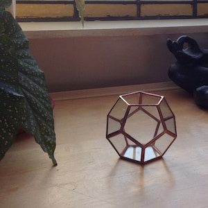 Mini Geometric Terrarium / stained glass planter / candle holder / display box / dodecahedron