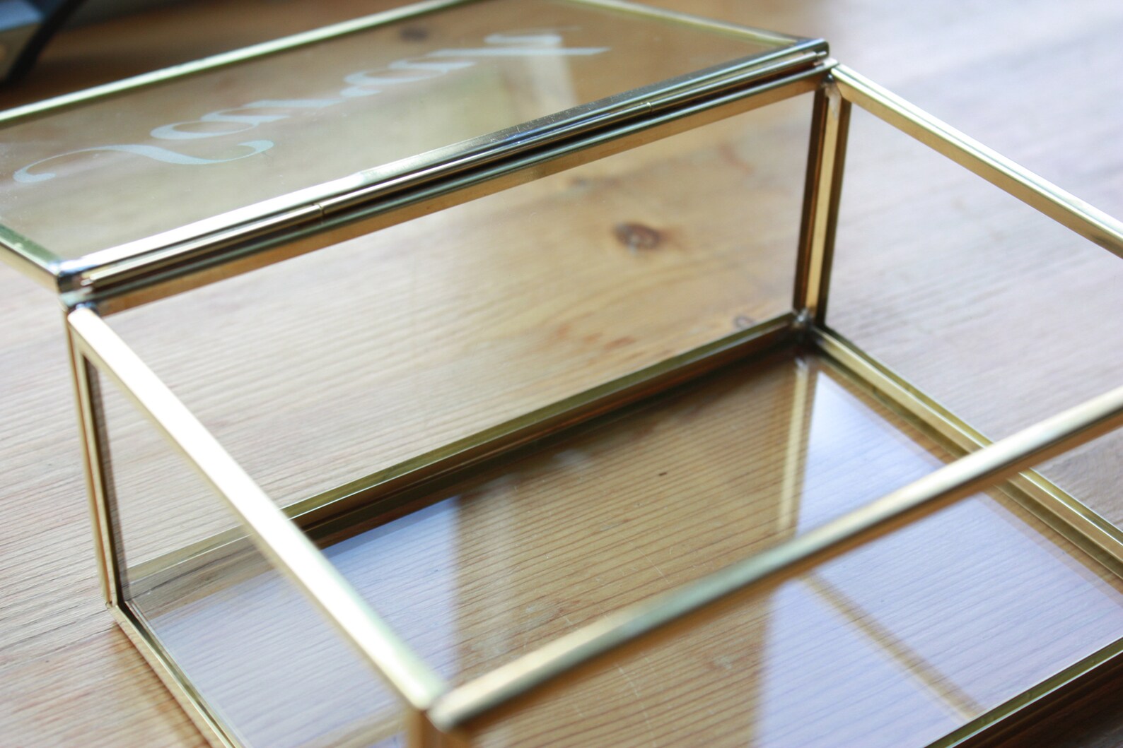 Personalized Glass Display Case Brass Box Jewelry Display Etsy