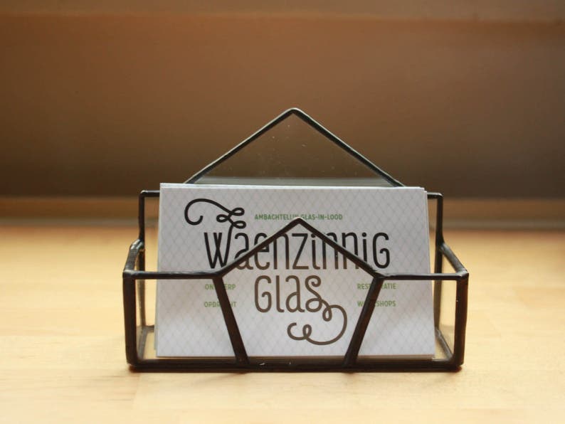 Stained glass business card holder dodecahedron card box Etsy