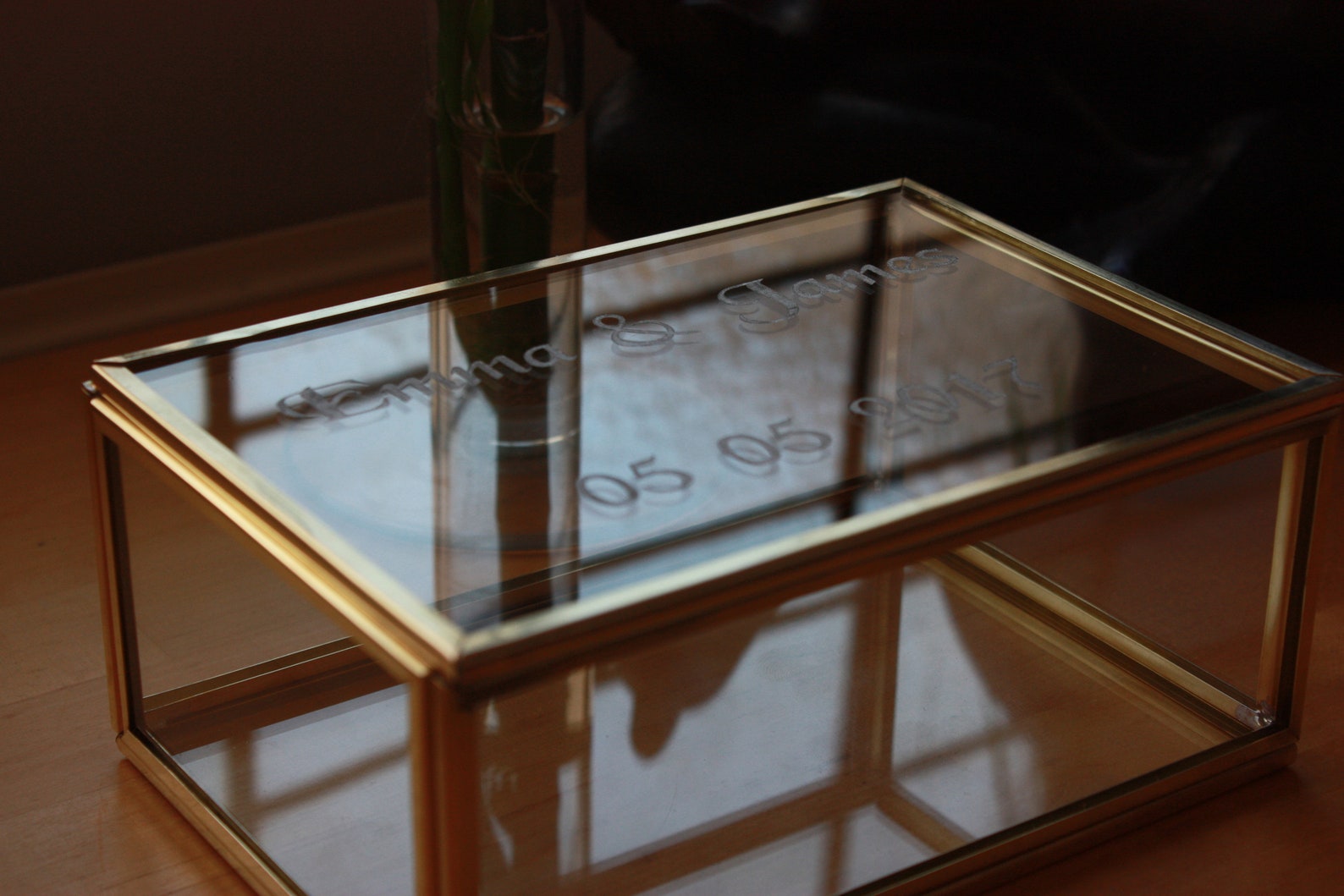 Personalized Glass Display Case Brass Box Jewelry Display Etsy