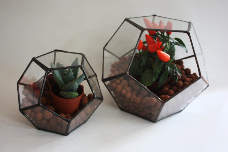 Little Geometric Terrarium / Stained Glass Planter / Candle Etsy