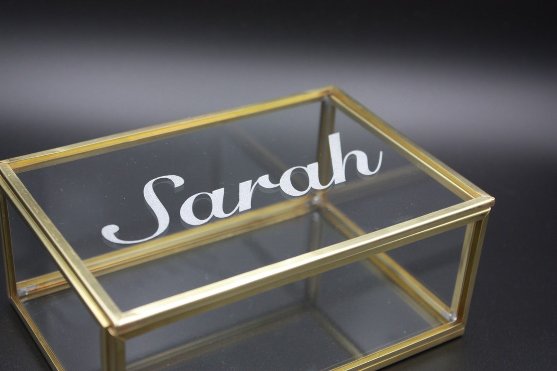 Personalized Glass Display Case Brass Box Jewelry Display Etsy