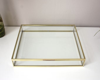 Brass and glass display case 40 x 20 cm (16 x 8"), brass box, jewelry display, keepsake box, wedding box