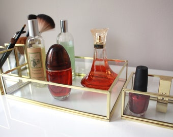Beauty set, messing display, make up organizer groot, set van 4