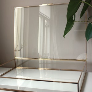 Lockable tempered glass vitrine (from 40 cm / 16 inch), brass box, jewelry display, countertop display