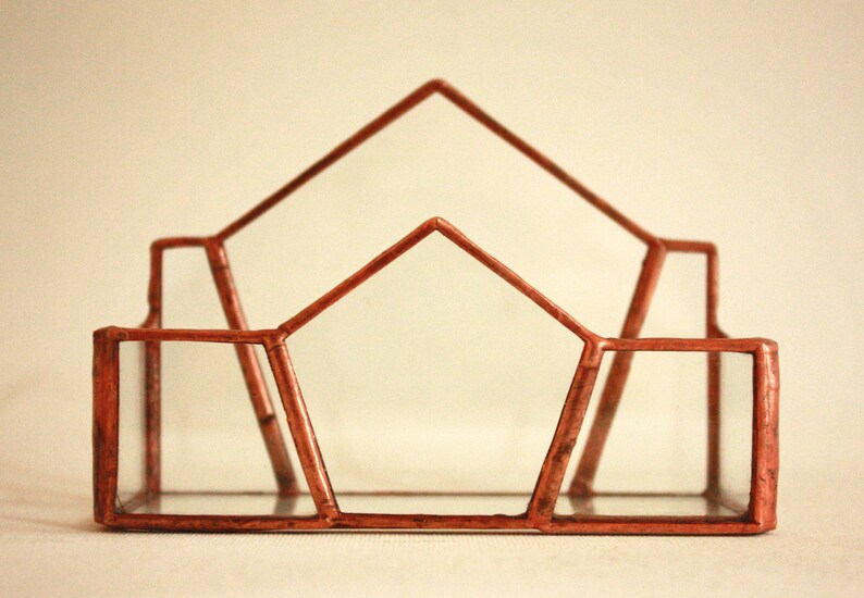 Stained glass business card holder dodecahedron card box Etsy