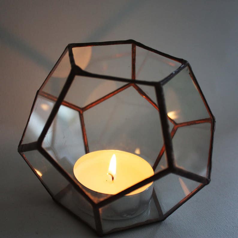 Little Geometric Terrarium / Stained Glass Planter / Candle Etsy