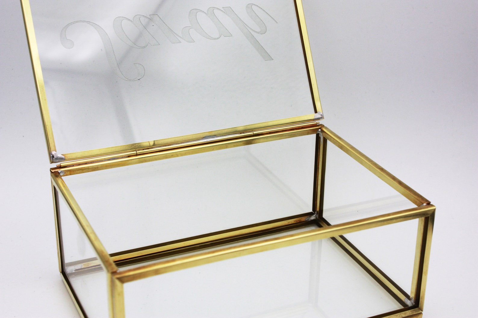 Personalized Glass Display Case Brass Box Jewelry Display Etsy