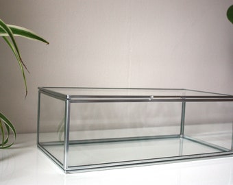 Silver display case 40 x 20 cm (16 x 8"), brass box, jewelry display, keepsake box, wedding box