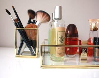 Beauty set, messing display, make up organizer klein, set van 2