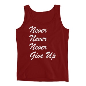 Gym Top Never Never Never Give up Gym Shirt Pink Tank Fitness Tops ...