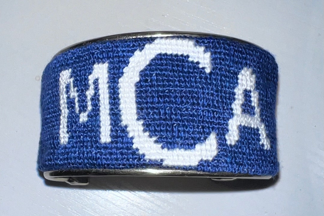 Custom Handmade Needlepoint Monogram Cuff Bracelet Etsy