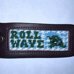 Custom Tulane Rollwave Needlepoint Keychain
