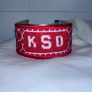Custom Handmade Needlepoint Monogram Cuff Bracelet