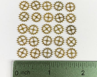 25 Flat Gold Escape Wheels Watch Parts Steampunk Gear Altered Art Watchmaker