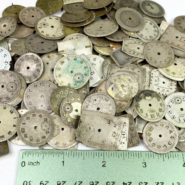 10 Distressed Watch Dials Art Deco Vtg Face Steampunk Part Watchmaker Repair Lot