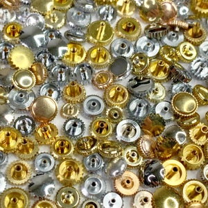 25 Watch Crowns Brass Gold Silver Parts art steampunk Vtg Watchmakers Lot