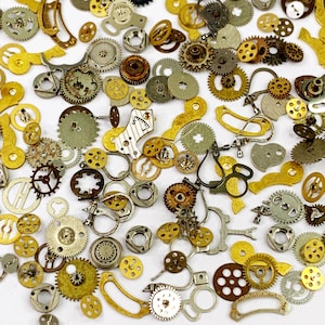 25 Unique Watch Gears Part Steampunk Lot Altered Art Movements Watchmaker Repair