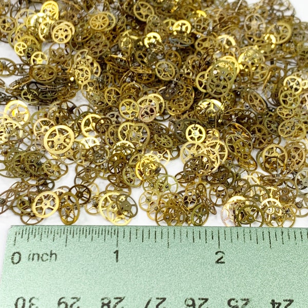 100 Uhren Räder Gold Steampunk Zahnräder Altered Art Uhrmacher Reparatur Lot Teil Cog