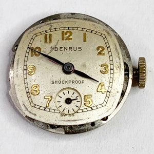 Benrus Watch Movement AY2 15 Jewels Watchmaker Wrist Vtg For Parts Repair