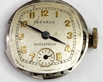 Benrus Watch Movement AY2 15 Jewels Watchmaker Wrist Vtg For Parts Repair