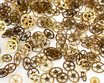 25 Watch Wheels Rose Gold Copper Steampunk Gears Part Watchmaker altered art lot