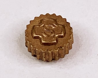 Seiko ??? Watch Crown 5.1mm Signed Maker Mark Watchmaker Repair Part Rose Copper