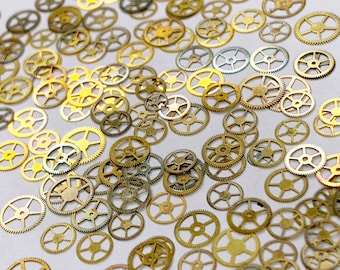 25 Flat Watch Wheels Gold Copper Oil Slick Rainbow Steampunk Gear Part Job Lot