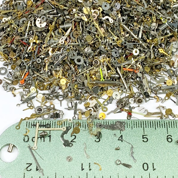 10 Grams Tiny Watch Parts Steampunk Hands Wheel Gear Nail Art Watchmaker Lot Vtg