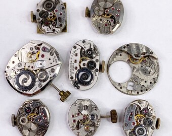 8 Elgin Watch Movements 619 702 662 716 650 Repair Dial Watchmaker Lot FOR PARTS