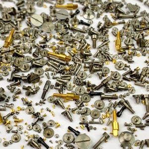 100 Elgin Pocket Wrist Watch Screw Part Watchmaker Repair Lot American Gold Black