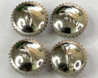 4 Tissot Crowns 4.5mm Watch Part Watchmaker Repair Lot Silver Tone Signed Marked