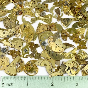25 Watch Bridge Plates Gold Brass Part Steampunk Art Watchmaker Lot Vtg Wrist