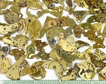 25 Watch Bridge Plates Gold Brass Part Steampunk Art Watchmaker Lot Vtg Wrist